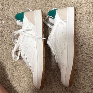 J. Crew Cream Sneakers with Green Accents